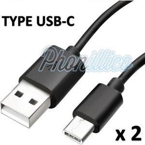 CÂBLE TÉLÉPHONE Lot 2 Cables USB-C Chargeur Noir compatible Samsun