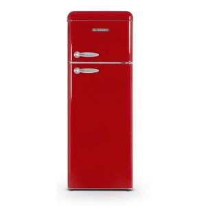 RÉFRIGÉRATEUR CLASSIQUE Réfrigérateur 2 portes Vintage SCHNEIDER SCDD208VR - 211L (172+39) - Froid statique - 3 clayettes verre - Rouge