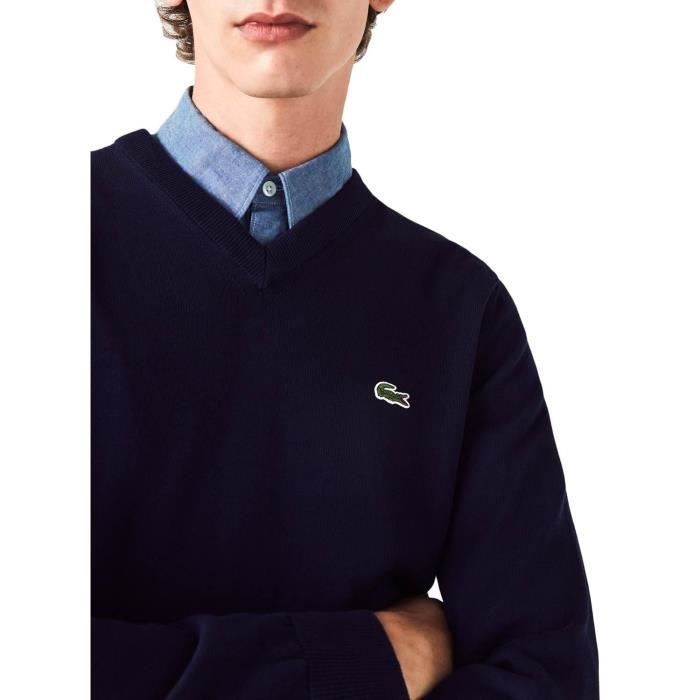 Pull lacoste bleu marine homme cheap
