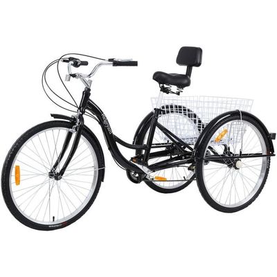 Ridgeyard Tricycle Adulte 26 3 Roues 7 Vitesse Velo Tricycle Adulte Bicycle Trike Cruise avec Basket Noir Cdiscount Sport