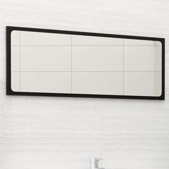 137NEUVES Miroir de salle de bain - - Miroir Salon Chambre Noir 90x1,5x37 cm Miroir Lumineux Solide WC Aggloméré