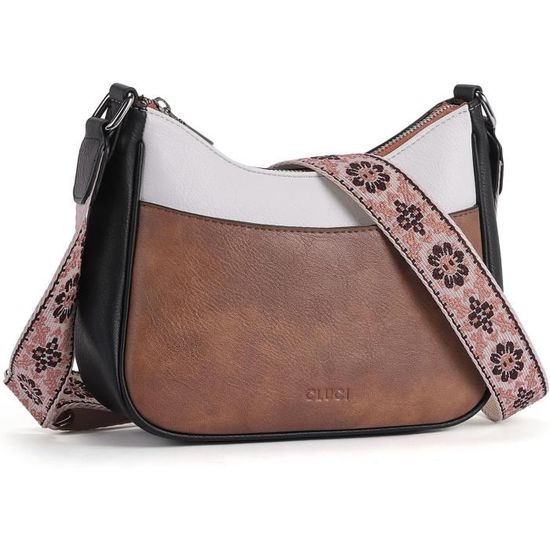 Petit Sac à Bandoulière Femme Nicole & Doris - Cuir Synthétique Marron, 22x12x6 Cm - Pochette élégante Et Pratique