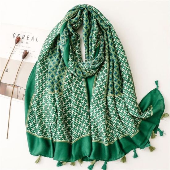 Écharpe Femme En Viscose Douce - Motif Géométrique Dégradé - 180x90 Cm - Avec Boîte Cadeau - Idéal Hijab Ou Châle