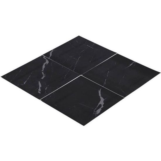Revêtement Sol PVC Autocollant 2m² – Motif Marbre/Noir, Imperméable Antidérapant, 40x500cm Pour Cuisine Salon Entrée