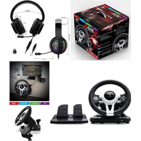 Volant + Pédales Pro Race Subsonic SV-450 Avec Casque - Compatible Xbox Series X/S, PS4, PC - Neuf