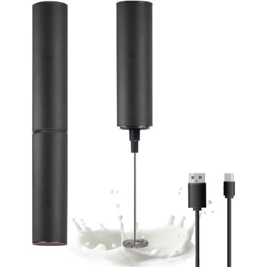 Mousseur à Lait Rechargeable Manuel - 2 Vitesses, Batterie Intégrée, Portable - Pour Latte, Cappuccino, Matcha, Chocolat - 4