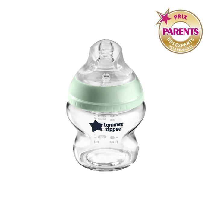 Tommee Tippee Biberon en verre, Closer To Nature, Imite la forme du sein, 150ml