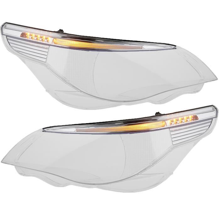 2 VITRE DE PHARES FEUX AVANT BMW SERIE 5 E60 PHASE 1 DE 03/2003 A 02/2007