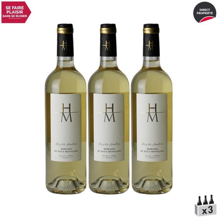 Côtes de Bergerac Les p'tits Sémillons Blanc 2020 - Lot de 3x75cl - Domaine du Haut-Montlong - Vin Doux AOC Blanc de Bordeaux