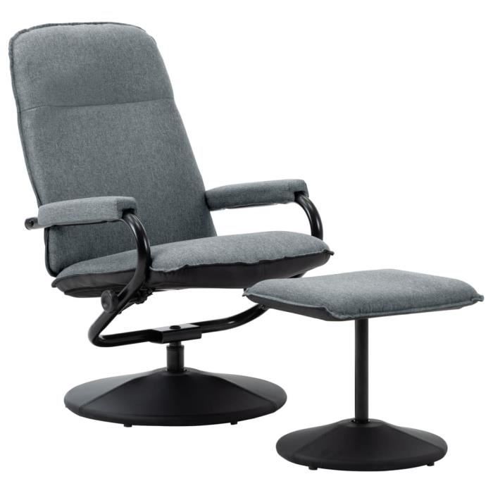 Fauteuil de relaxation inclinable - Classique - 60 x 80 x 98,5 cm confort Fauteuil TV - avec repose-pied Gris clair Tissu