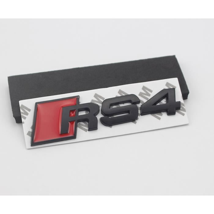 Logo RS4 Noir Chromé Coffre Arrière Sticker Autocollant Emblème Badge Voiture Décoratio pour Audi