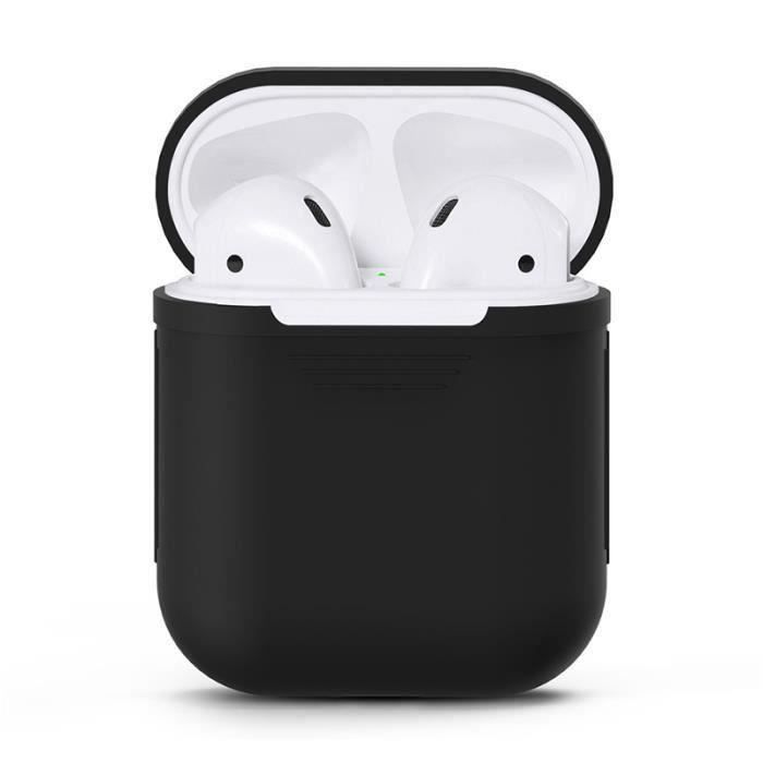 Coque de Protection Silicone pour AirPods Écouteurs Bluetooth Noir B26196