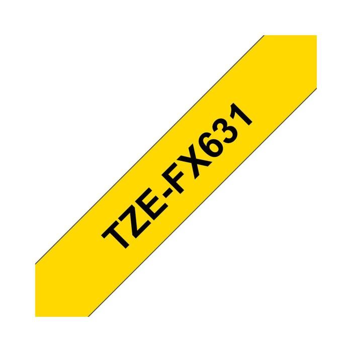 BROTHER Ruban ID flexible TZeFX631 - 1,2 cm x 8 m- Noir sur jaune