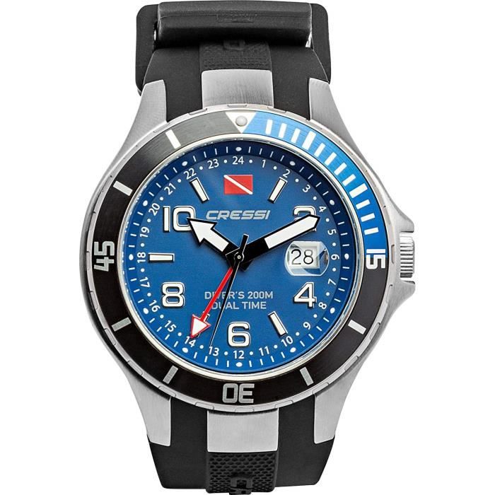 Cressi Traveller Dual Time Professional Montre de Plongée 200m/20ATM Unisex