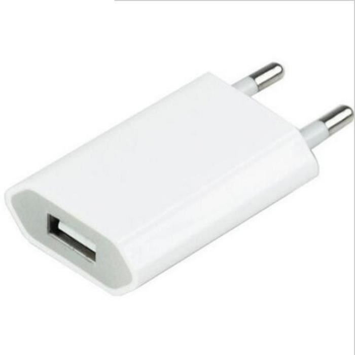 Adaptateur USB Prise Murale pour IPHONE 4/5/6/7/8 S C X PLUS Secteur 1 Port Courant AC Chargeur (5V- - Couleurs:BLANC