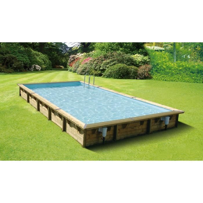 UBBINK Piscine bois Linéa 500x800 H140cm - Liner Beige - Hors sol, semi enterrée ou enterrée - Garantie 15 ans