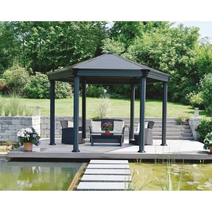 Tonnelle autoportante ouverte Roma 11,2 m² - Aluminium et polycarbonate PALRAM