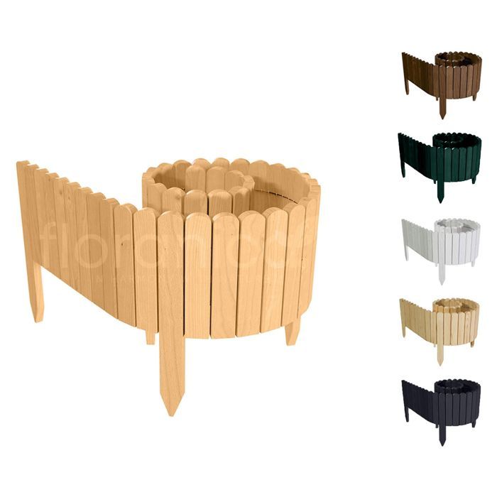 Floranica® Bordure déroulable en bois | 203 cm | Hauteur: 40cm | Nature | délimitation de plates-bandes - imprégnée