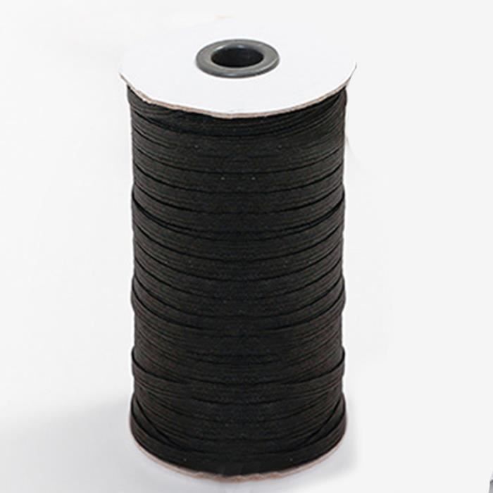 Corde élastique tressée de 3 mm Corde de bande de chaîne extensible lourde Corde de couture de 100 mètres Noir