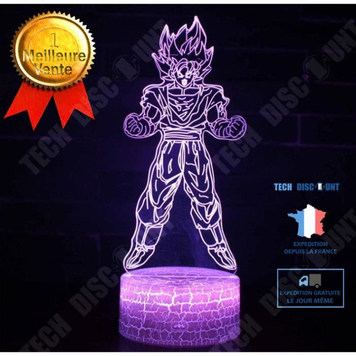 TD® 3D Lampes Illusions Dragon Ball Son Goku Lampe Veilleuse LED 7 Couleurs Télécommande Touch Mood Décoration Lamp de Table Cadeau