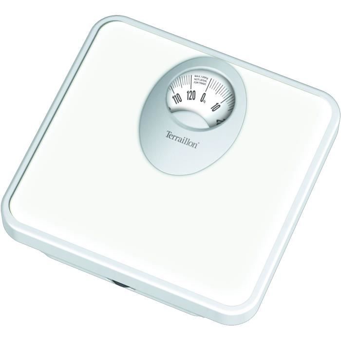 Pèse-personne mécanique - TERRAILLON - T61 White - Capacité 120 kg - Plateau en métal