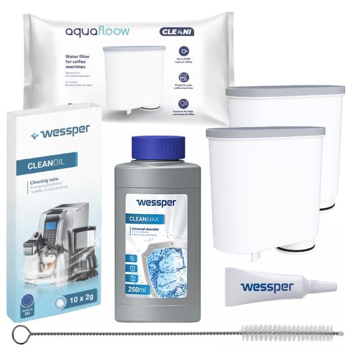 Wessper Kit d'entretien machine à espresso Cartouche de filtre AquaFloow Cleani pour machines à espresso Saeco/Philips CA6903/00/10
