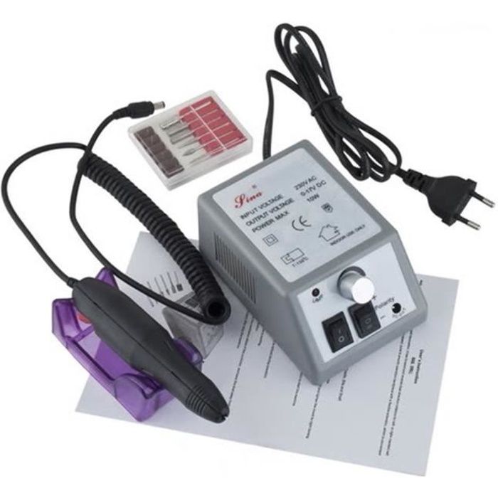 kit de Ponceuse à Ongles Electrique Professionnel Outil Manucure Pédicure Eu plug Couleur Gris