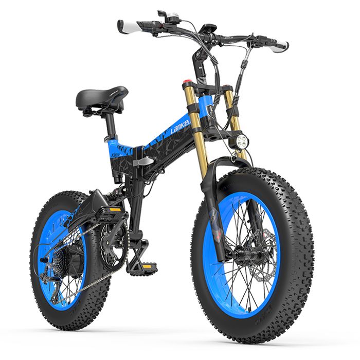 LANKELEISI X3000PLUS Vélo assistance électrique - cadre plus large - roue en aluminium 20 - bleu - 1000 W