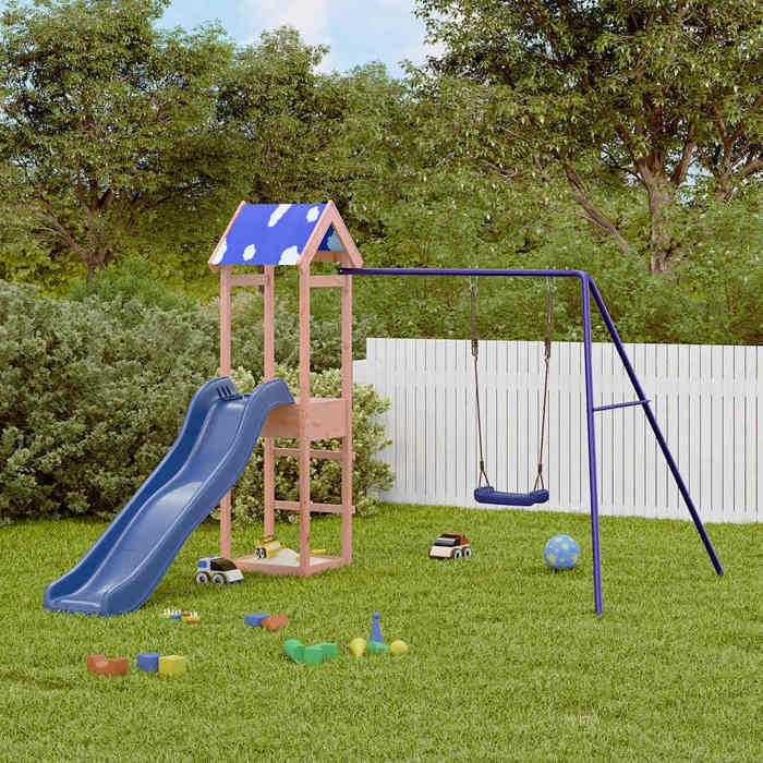 vidaXL Aire de jeux dextérieur bois massif de douglas ensemble de jeu ensemble de jeu en bois ensemble de terrain de jeu