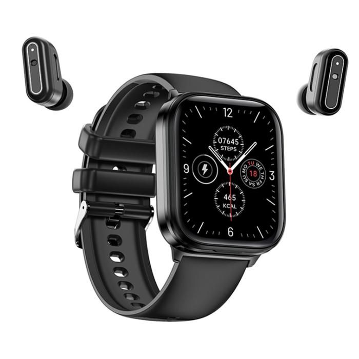 Montre avec écouteurs Bluetooth 2 en 1 moniteur de fréquence cardiaque étanche