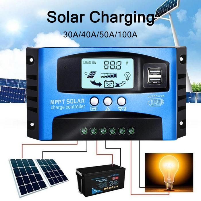 Contrôleur De Charge Solaire MPPT 100A - 12V-48V Auto - Écran LCD, Ports USB - Pour Panneaux Solaires