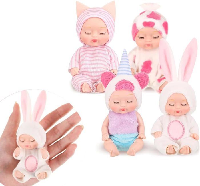 Poupée Reborn Mini 6 Pièces – Bébé Réaliste En PVC Articulé, Jouet Interactif Lavable Pour Enfants