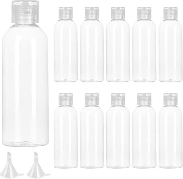 Kit 4 Flacons Voyage Silicone 90 Ml TSA - Anti-Fuite, Rechargeables + Pochette Transparente
