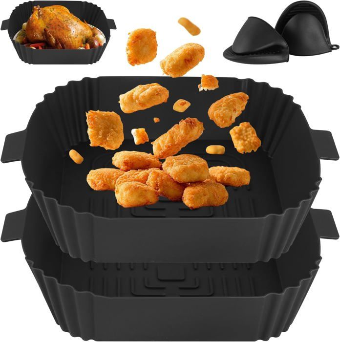 Lot De 2 Moules En Silicone Pour Air Fryer - Diamètre 20 Cm - Résistants à 240°C - Antiadhésifs Et Lavables Au Lave-vaisselle - 6