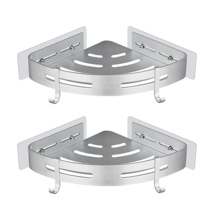 Étagère dangle de douche sans perçage AIMOONSA - 2 pièces aluminium 225×225×45 cm argent