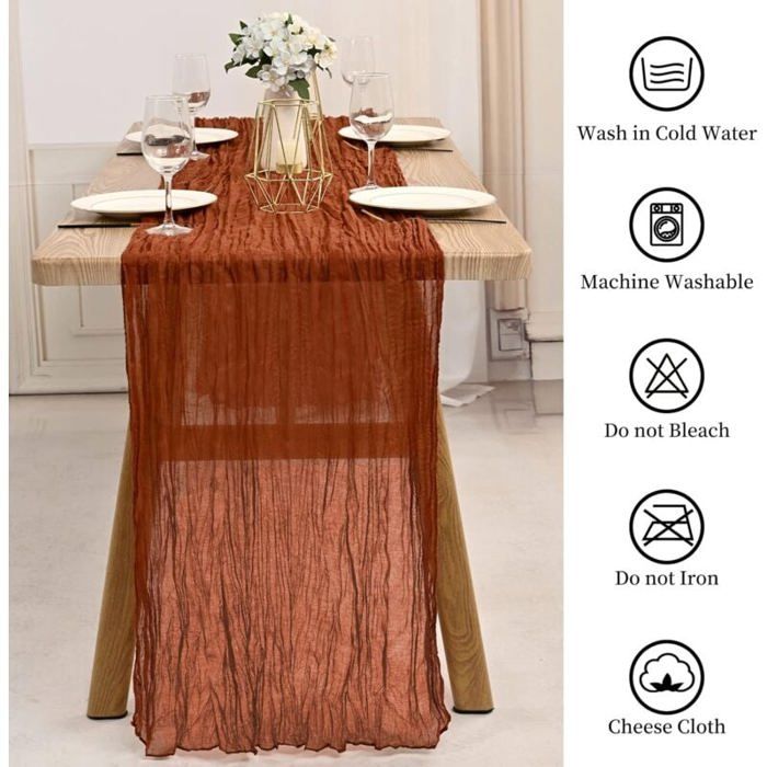 Lot De 4 Chemins De Table Champagne En Étamine Mousseline 90x400cm - Élégants Pour Mariage Et Fêtes