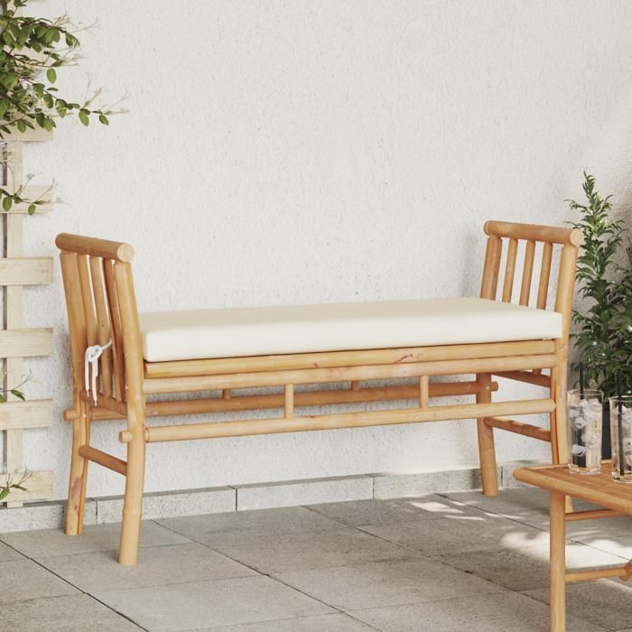 Banc de jardin - GKK - Meuble dextérieur/Chaise de jardin - avec coussin de 110 cm en bambou(171)