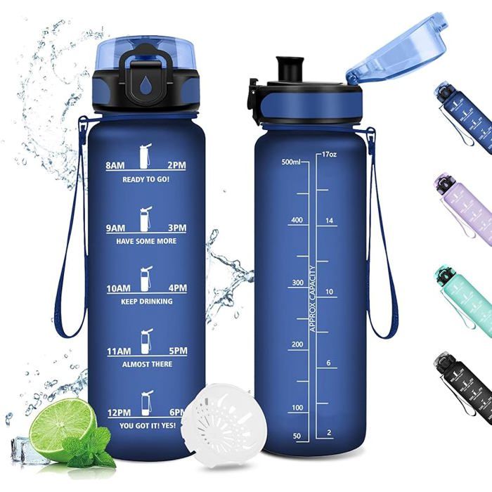 Gourde 500ml Enfant Avec Filtre, Marqueur D'hydratation, étanche, Sport Et école