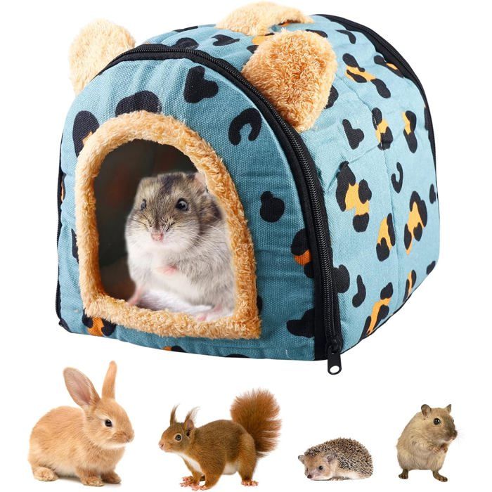 Niche douillette - XVX - Modèle bleu - Polaire douce - Coussin amovible - Pour petits animaux