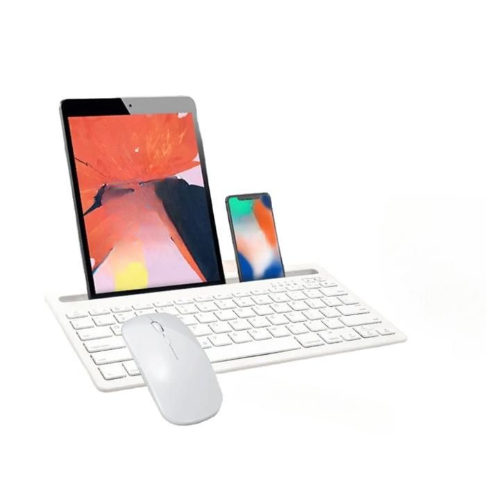 Ensemble clavier et souris Bluetooth 24 GHz design ergonomique simple et polyvalent blanc