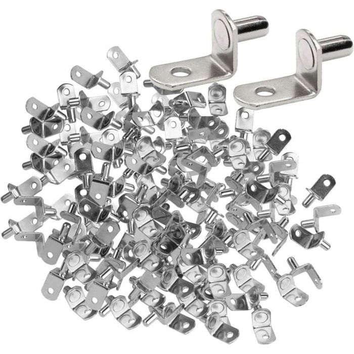 Cheville support détagère en L - PZCC - Pack 50 (6 mm) - Inox nickelé - Antirouille - Facile à installer