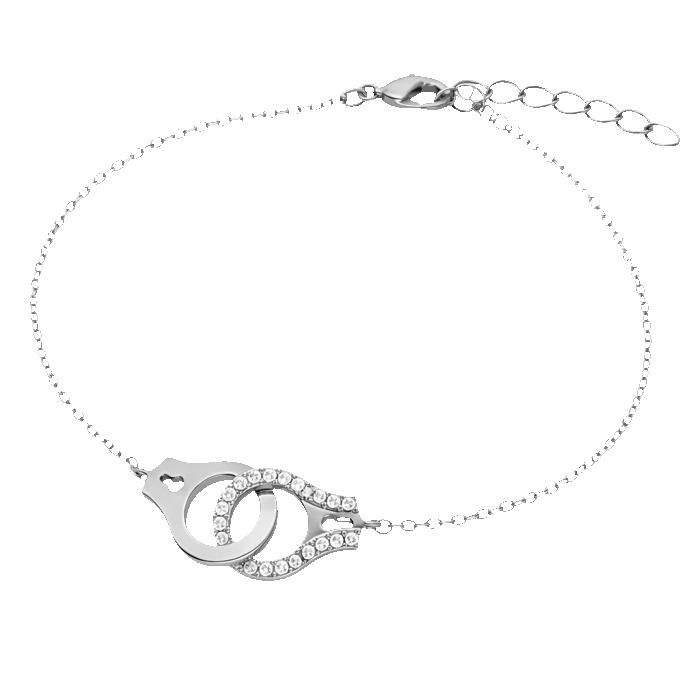 Bracelet Femme Argent 925 Rhodié Cercles Entrelacés et Oxydes de Zirconium Ajustable 16 5-19 5cm Bijou Poinçonné Luxe Chic Cadeau