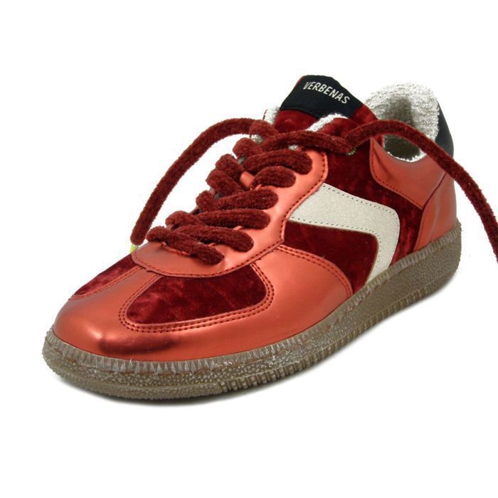 Verbenas Femme Baskets - VERBENAS - Simili cuir et Velour - Rouge - Semelle amovible