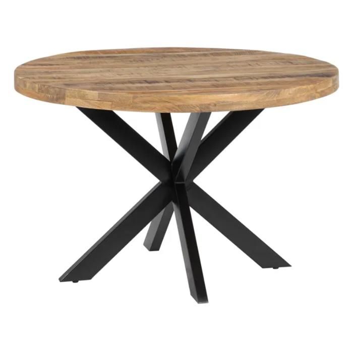 Table à Manger - Meubles&Design - Table à manger ronde 140 cm en bois brut et métal noir SÉLÉNIA Table à Manger - Meubles&Design - Table à manger ronde 140 cm en bois brut et métal noir SÉLÉNIA
