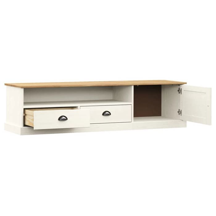 Cabinet TV - Blanc - Meuble TV pour Télévision - 1 PC - VIGO blanc 156x40x40 cm bois massif de pin T396