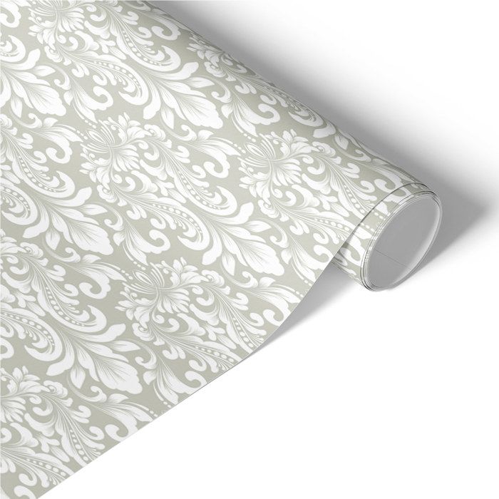 Papier peint adhésif Ornements blancs 65x130 Rouleau dentelle vinyle pour meubles film adhésif