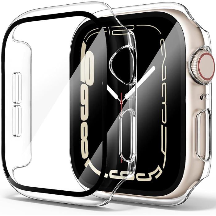 Lot de 2 Coques Transparentes Compatible Apple Watch 40mm Series 6/5/4/SE Verre Trempé
