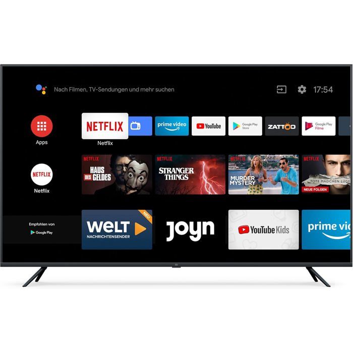 Mi Smart TV 4S 65 Pouces 4K Ultra HD Triple Tuner Android TV 9.0 Télécommande Microphone Netflix