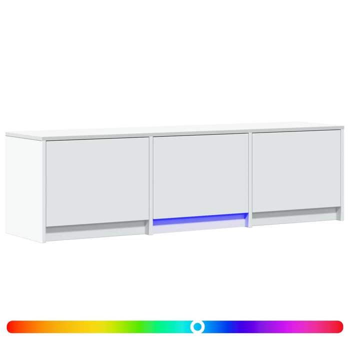 Elégance - Chic Support TV - Meuble HIFI - Meuble TV avec LED - 140x34x40cm - Blanc - Bois d’ingénierie_0196315