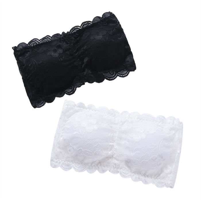 Soutien gorge bandeau bord dentelle sans bretelles lingerie femme